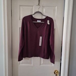 Old Navy Maroon V-Neck Sweater